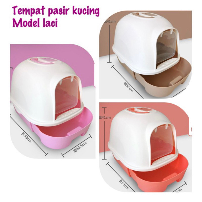 Cat litter box tertutup Laci tempat pup kucing import