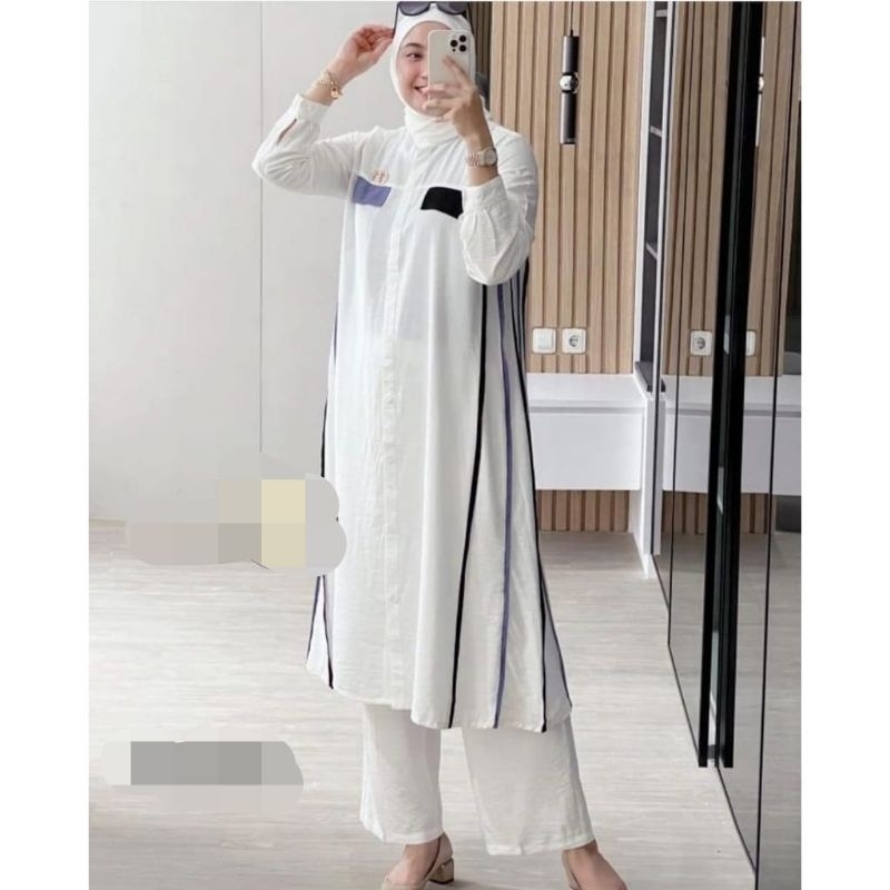 JUBAILA Set/stelan Long Tunik Kringkle Terbaru/OneSet Long Tunik Kringkle Airflow