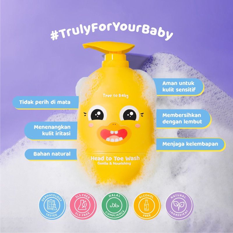 True to Baby Head to Toe Wash | Sampo dan Sabun 2 in 1 untuk Semua Jenis Kulit Termasuk Kulit Sensitif