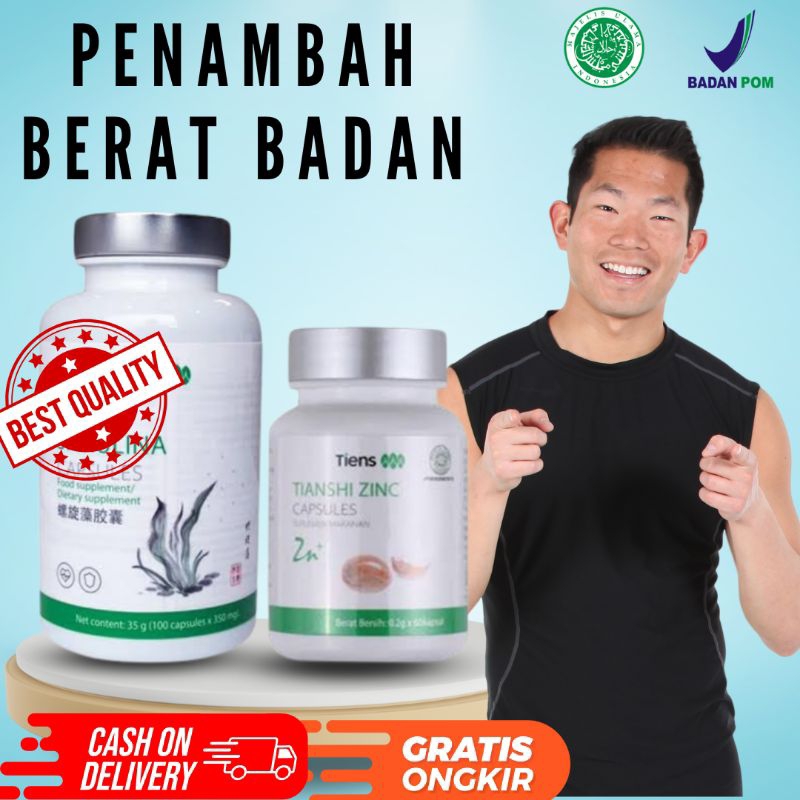 Penggemuk Badan Cepat/Efesien Dan BPOM/Zinc kapsul dan Spirulina kapsul