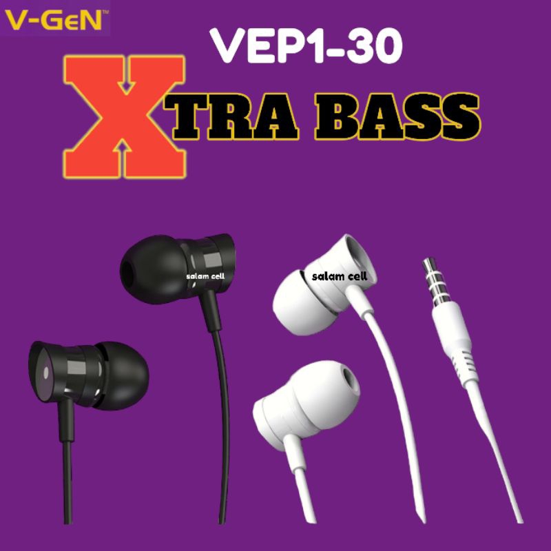 Headset Handsfree V-GeN VEP1 30 1pack isi 30pcs Earphone Headset Deep Bass Original