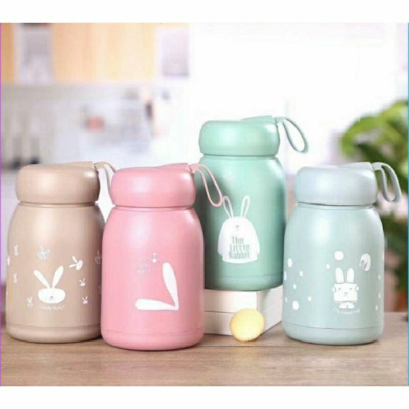 BOTOL MINUM KACA MINI KELINCI RABBIT CUTE IMUT 330ML CHOCHO88 SHOP