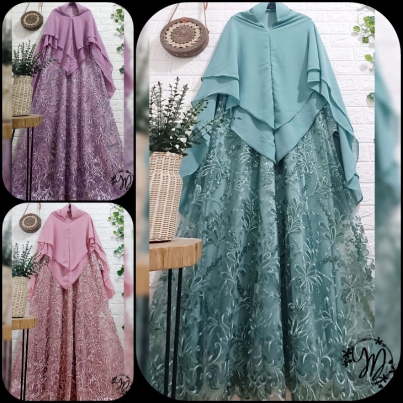 GAMIS SET SYARI MUSLIM|GAMIS PESTA MEWAH BRUKAT