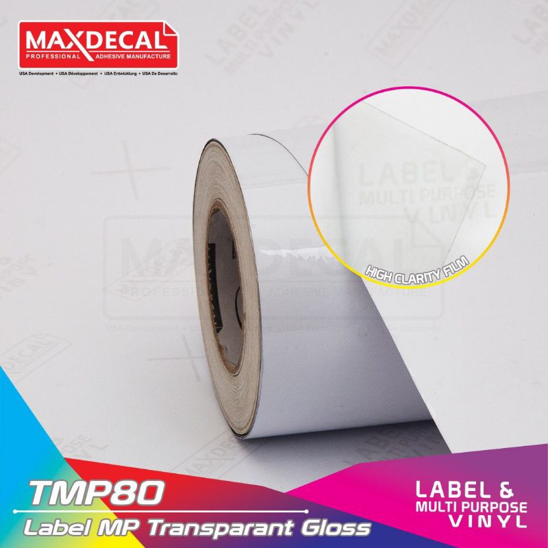 

[ROLL 152cm] MAXDECAL TMP80 Transparent Label Vinyl Printable ROLL Bening