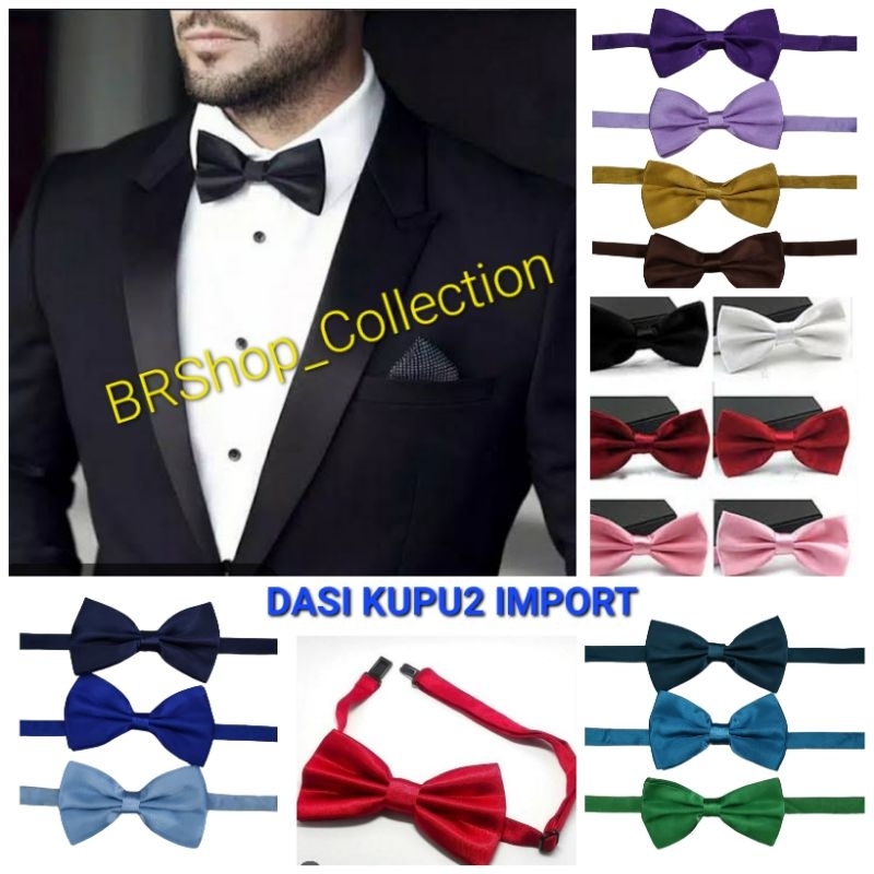 Dasi kupu kupu IMPORT -  kupu2 bowtie hitam baby pink muda hijau peach tosca hitam putih merah cerah gold