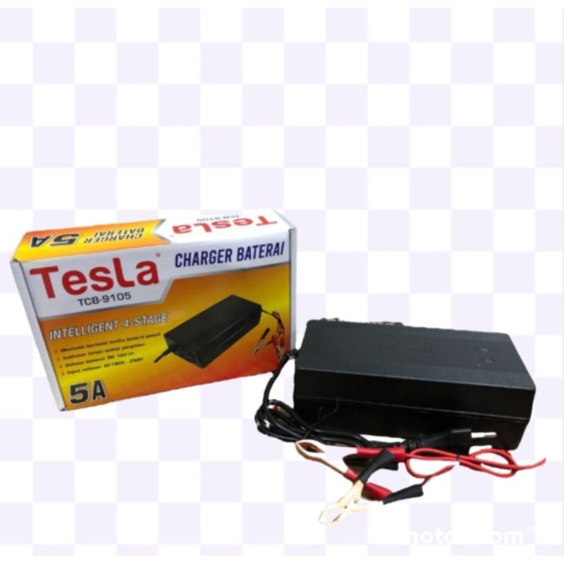 Charger Cas Aki Accu Intelligent Otomatis 12V 5A TESLA  Motor TCB-9105