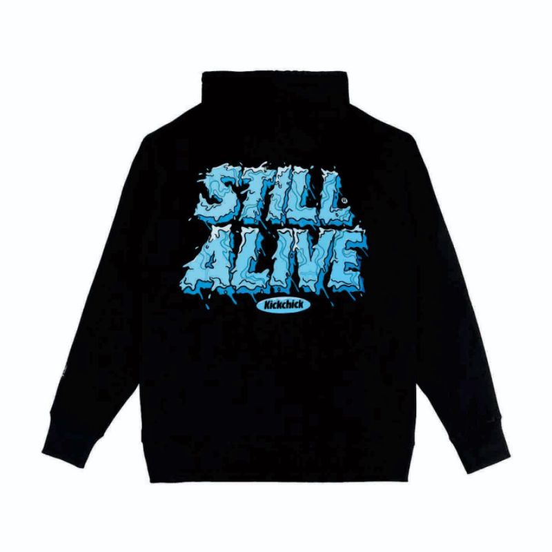 KICKCHICK HOODIE PULLOVER STILL ALIVE BLACK CATTON