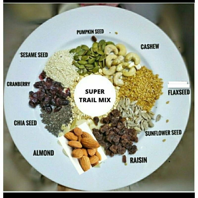 SUPER TRAIL MIX 500GR - Almond, Cranberry, Pumpkin Seed, Cashew, Raisin, Sunflower Seed