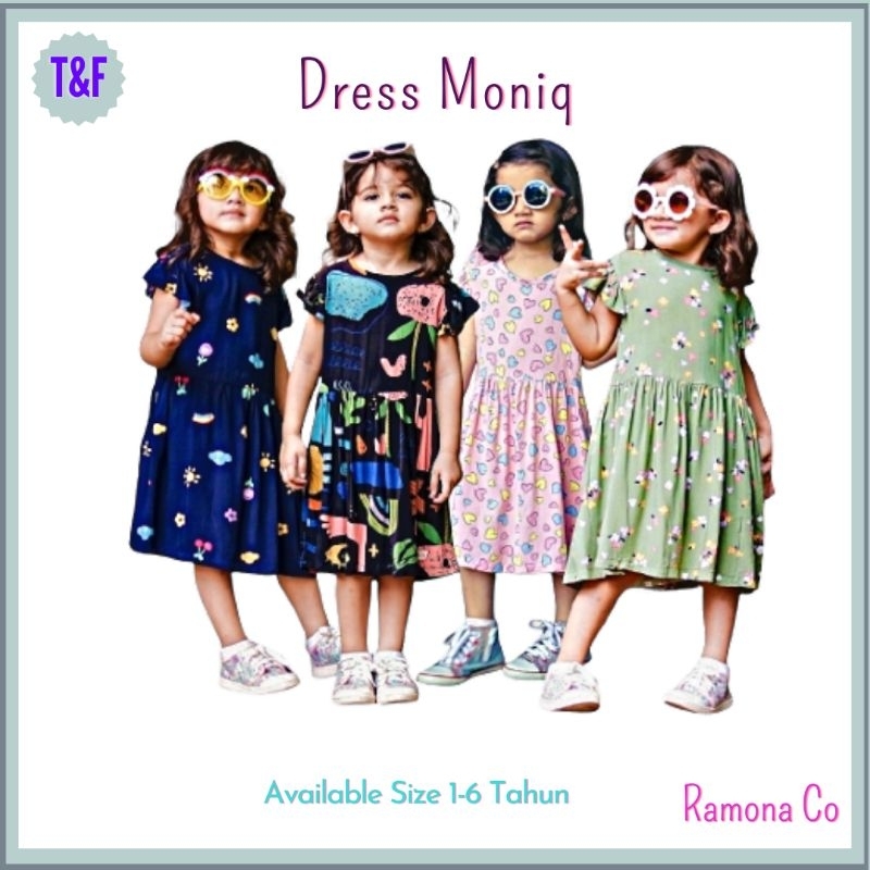 [Ramona Co] Dress Anak Moniq 1-6 Tahun Mix Motif Baju Anak Perempuan Bahan Katun Rayon Super Premium