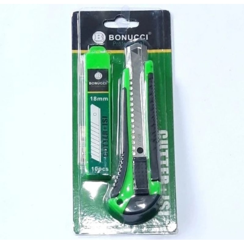 

pisau cutter besar gagang karet plus mata pisau 10pcs bonucci cutter