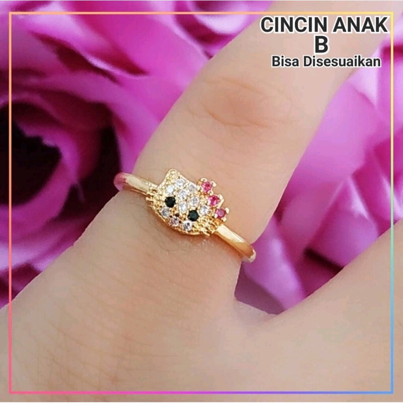 Karakter Hello Kitty Cincin Aksesoris Perhiasan Anak Perempuan Ala Fashion Korea Berbahan Lapisan Logam Tahan Karat Anti Luntur