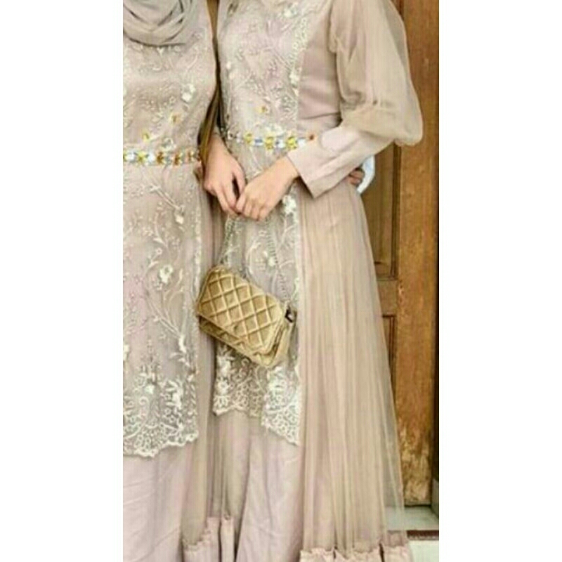 preloved dress lebaran coklat susu, dan biru muda