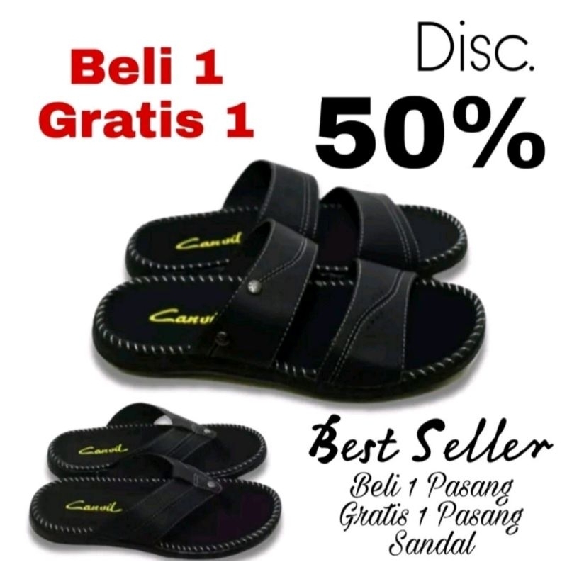 SANDAL KULIT PRIA BELI 1 GRATIS 1