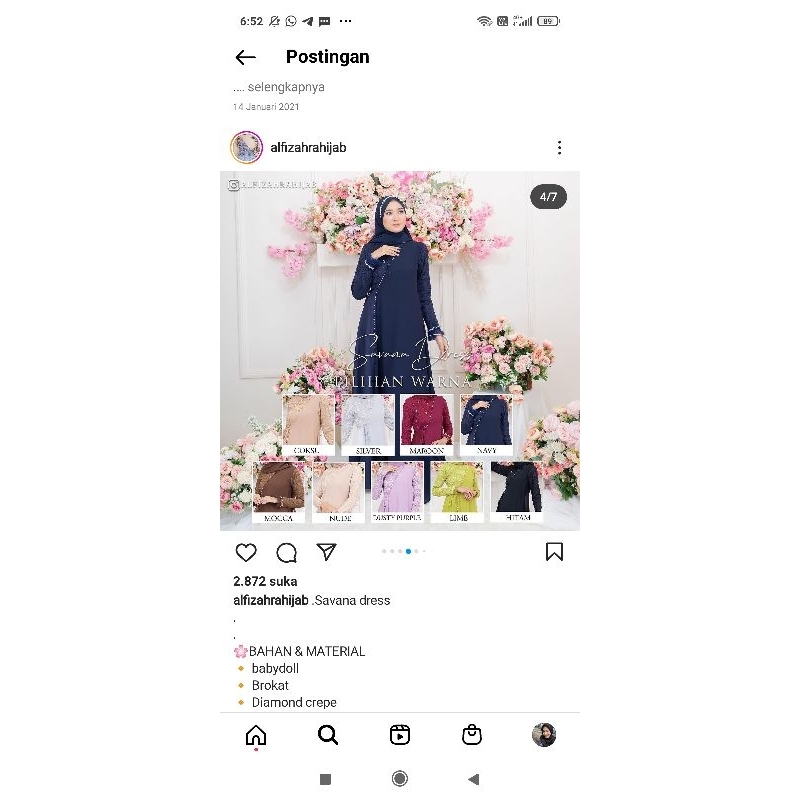 preloved savana dress by alfizahrahijab size M warna navy