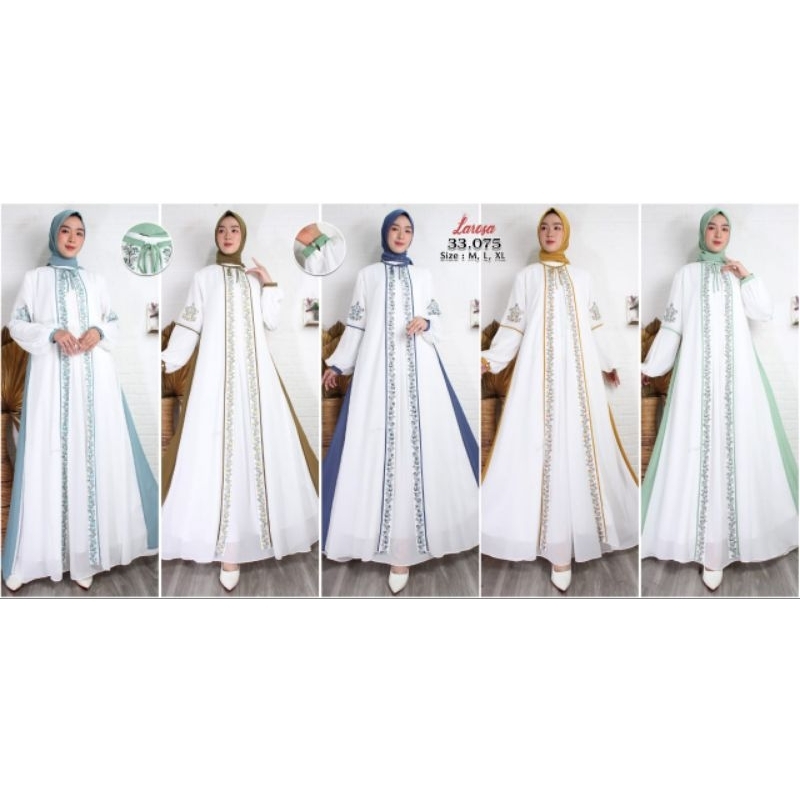 Gamis Ceruti - Gamis Muslim - Gamis Ceruti Babydoll - Gamis Larosa 075 PUTIH WARNA