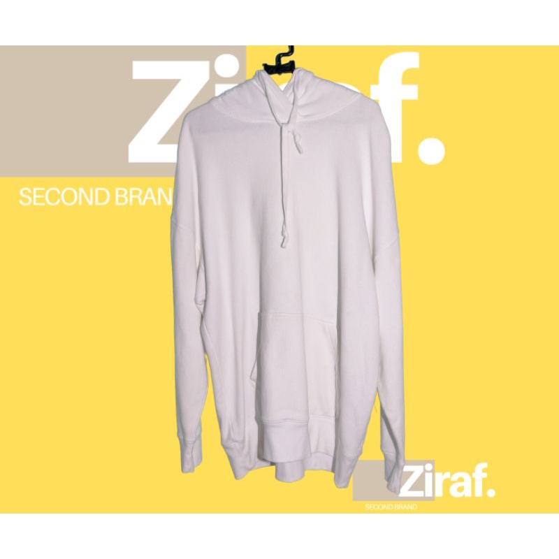 Hoodie Uniqlo putih Polos over size Pria/wanita original branded second / Thrifting / preloved