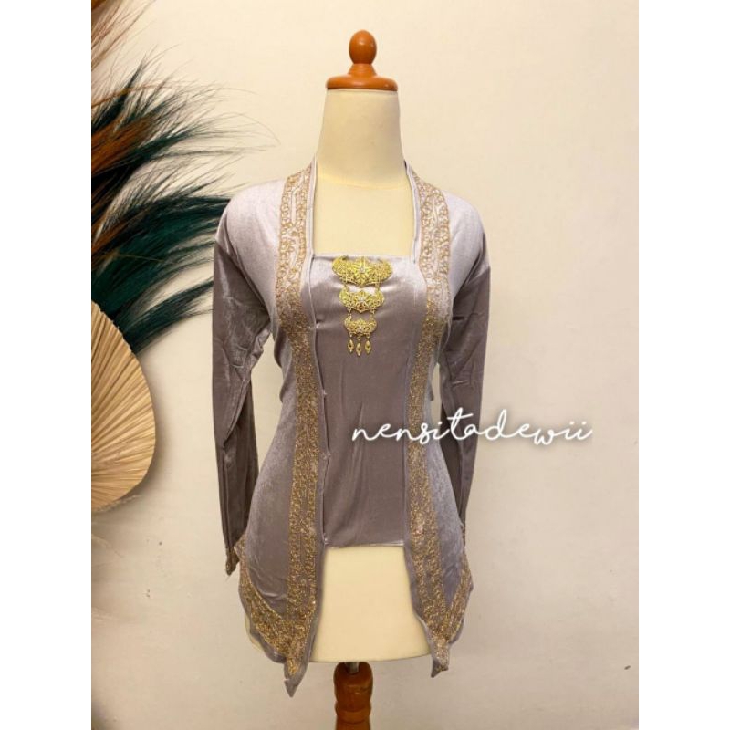 Kebaya Bordir, Model Kutubaru - Warna Silver