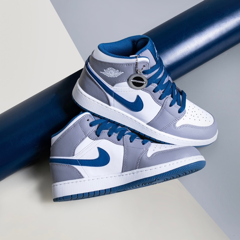 Air Jordan 1 Mid Cement True Blue