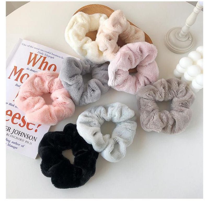 Ikat Rambut Scrunchie Bulu Hijab Gelang Hairband