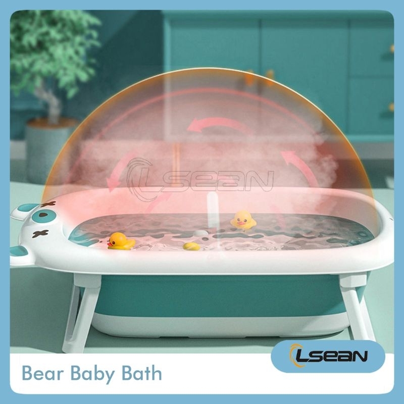 Baby Bath Tub Foldable Silicone Tempat Mandi Bayi Beruang Lucu Portable