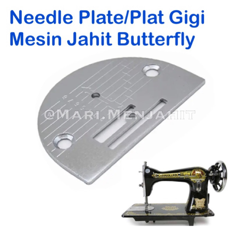 Needle Plate P/N 51 Plat Gigi / Mesin Butterfly Plat Mesin Jahit Kecil Singer Mesin Jahit Kecil BUTTERFLY Untuk Mesin Jahit Hitam Classic Singer Tradisional Klasik Jadul