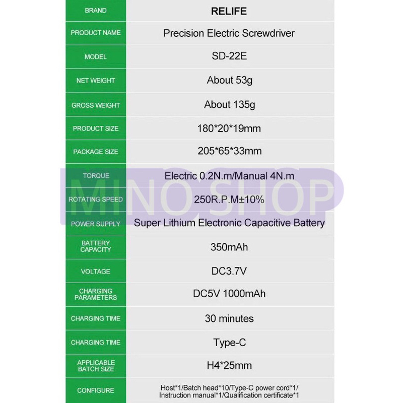 OBENG ELEKTRIK RELIFIE SD-22E - PRECISION ELECTRIX SCREWDRIVER