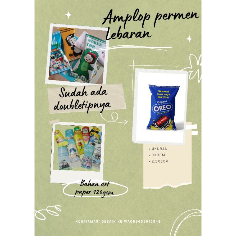 

amplop lebaran permen custom Nama/tulisan/foto