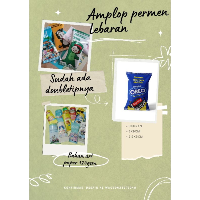 amplop lebaran permen custom Nama/tulisan/foto