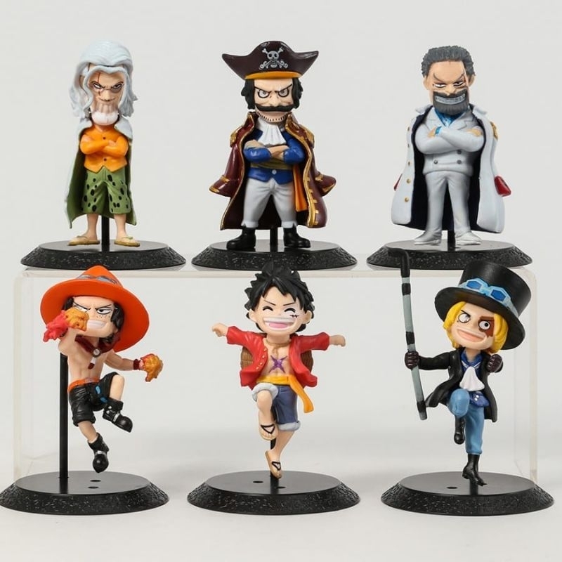 ACTION FIGURE ONE PIECE 1 SET ISI 6PCS LUFFY ACE SABO - TOPPER KUE