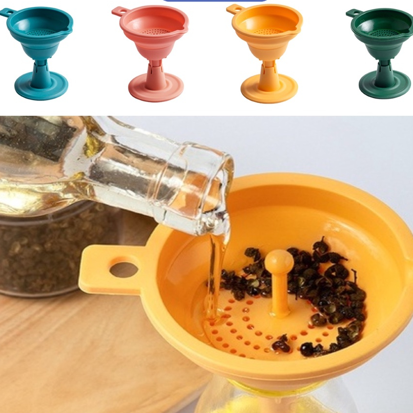 Corong Minyak Lipat Silikon Portable Oil Funnel Corong Air Bulat