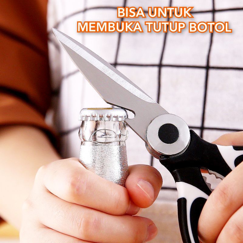 Gunting Dapur Serbaguna ORIGINAL Termurah / Gunting Pembersih Sisik Ikan Pemotong Daging Ayam Pembuka Cangkang Kerang Stainless Steel