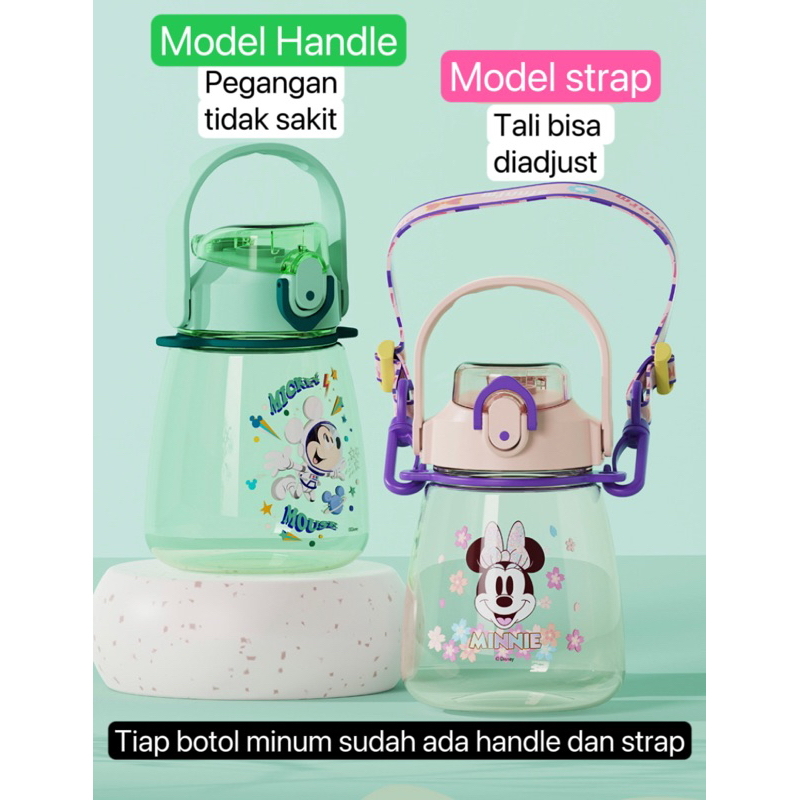 Botol Minum Anak Sedot Spiderman Captain Minnie Bahan Tritan BPA Free Model handle dan strap