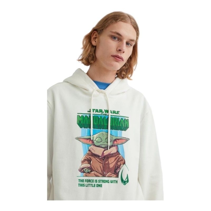 Hoodie H&amp;M Starwars The Mandalorian White Hnm Star Wars Putih Pria Wanita Full Tag Free Paper Bag