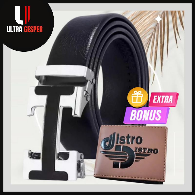 {PROMO} Ikat Pinggang Pria H mens Leather Belt Gesper Sabuk Kulit BIG SIZE 120-130CM Sabuk Kulit 2021 distro Terbaru Pria Cowok Kekinian Bonus dompet mini Laki Laki keren kulit import distro Levis terbaru