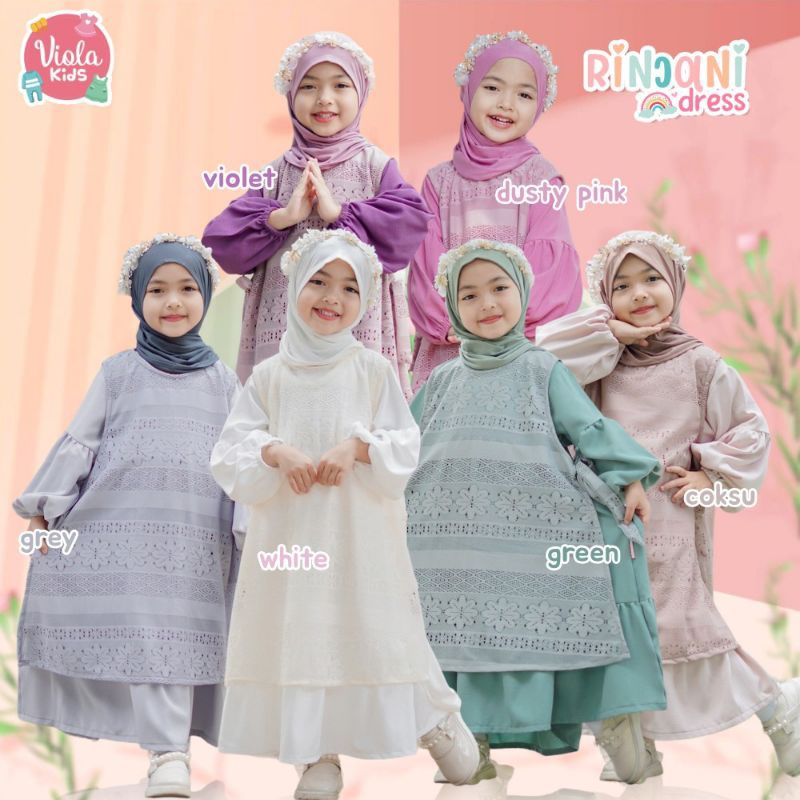 Gamis anak lebaran brukat Rinjani dress by viola kids (gamis+outer tanpa jilbab)