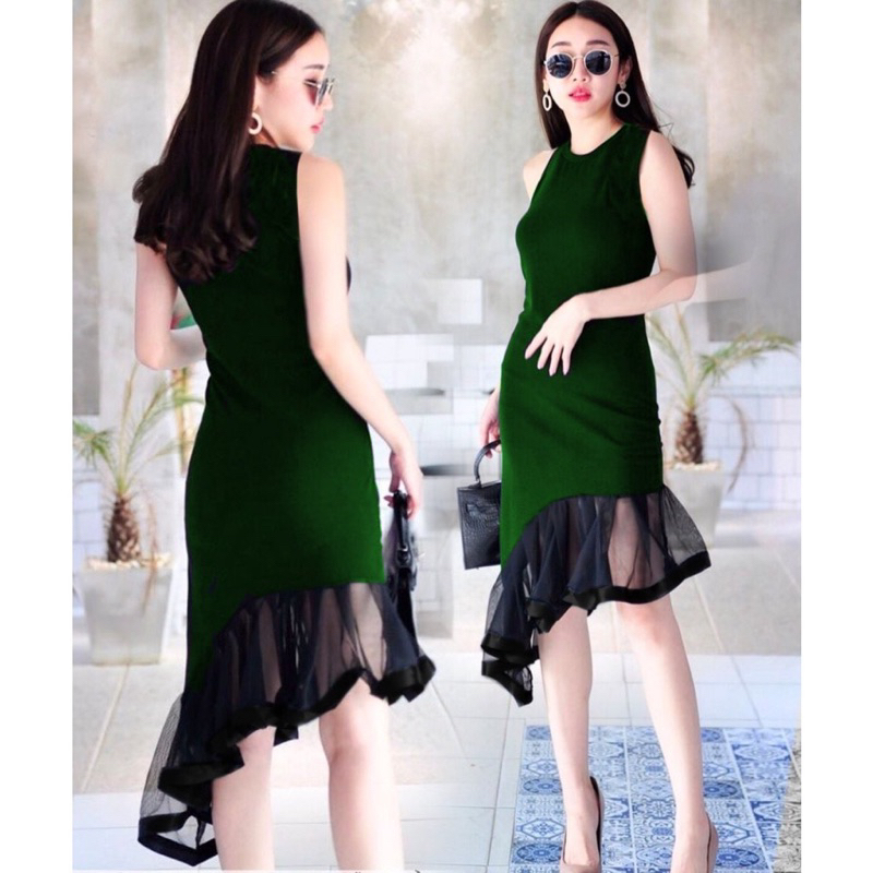 Kimora Dres rajut Bodycon Korea kombinasi