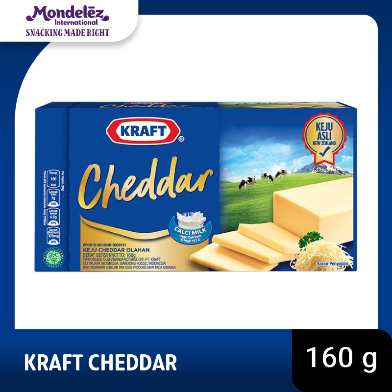 Jual Kraft Keju Cheddar Blok, 160g. Keju asli dari susu New Zealand