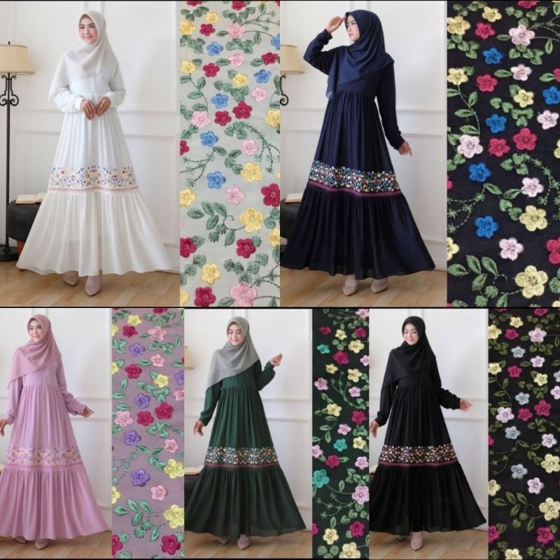 Gamis Ayunda Bordir Moscrepe All Size