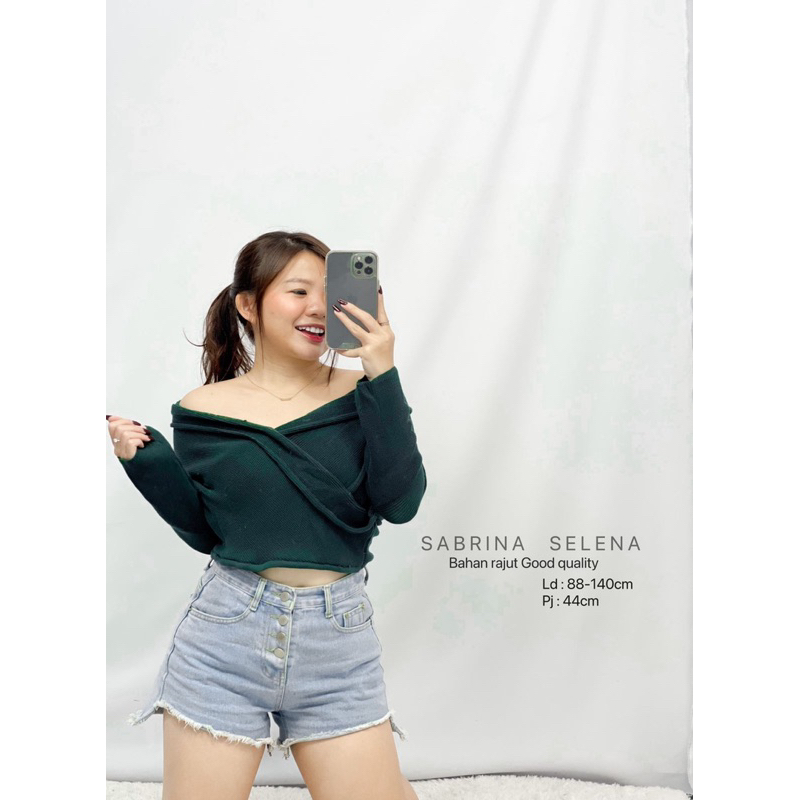 BLOUSE SABRINA WANITA CEWEK RAJUT SELENA FASHION LENGAN PANJANG