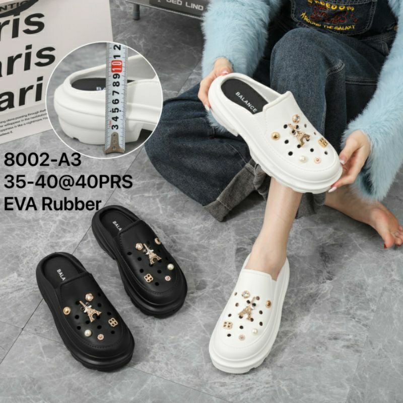 8002-A3 Original Balance Sandal Wedges Wanita Classic Bae Colg Platform Jibbitz Motif Rantai Eva Rubber Bustong Fuji Fashion Karet Jelly Baim Bakpau Bapau Anti Slip Viral Kekinian Sendal 8002-A5 8002-A4 8002 Slop Selop Impor Cewek Perempuan Boneka Bear