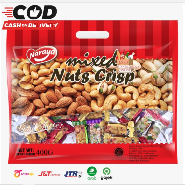 

(JSO) Naraya Mixed Nuts 400gr Naraya Permen Kacang Enting Enting Gepuk Snack Cemilan Enak