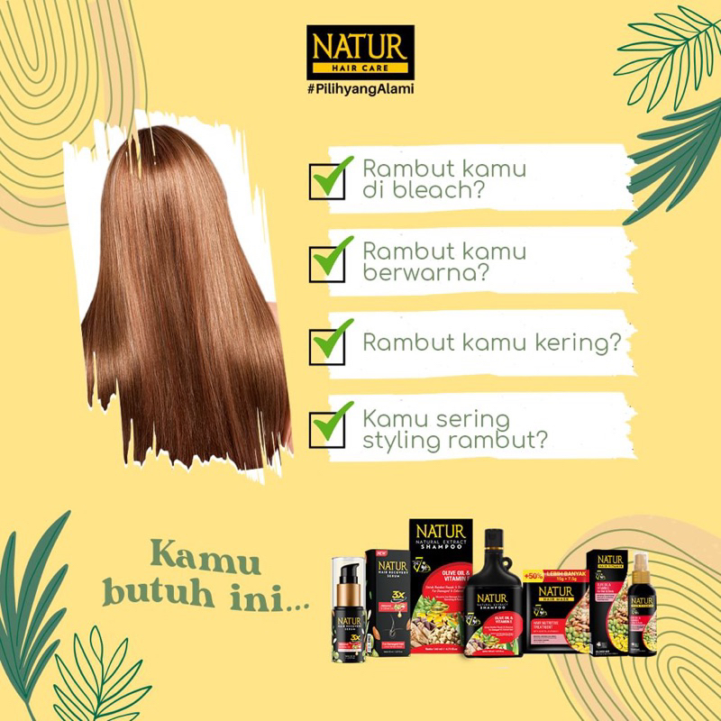 NATUR Hair Mask Olive Oil &amp; Vitamin E Sachet - Masker Nutrisi Rambut Berkilau Sehat 1 Saset