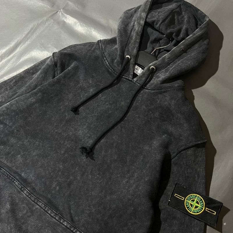 -HYPECASUAL- HOODIE PREMIUM STONE ISLAND WASHED FULL TAG LABEL