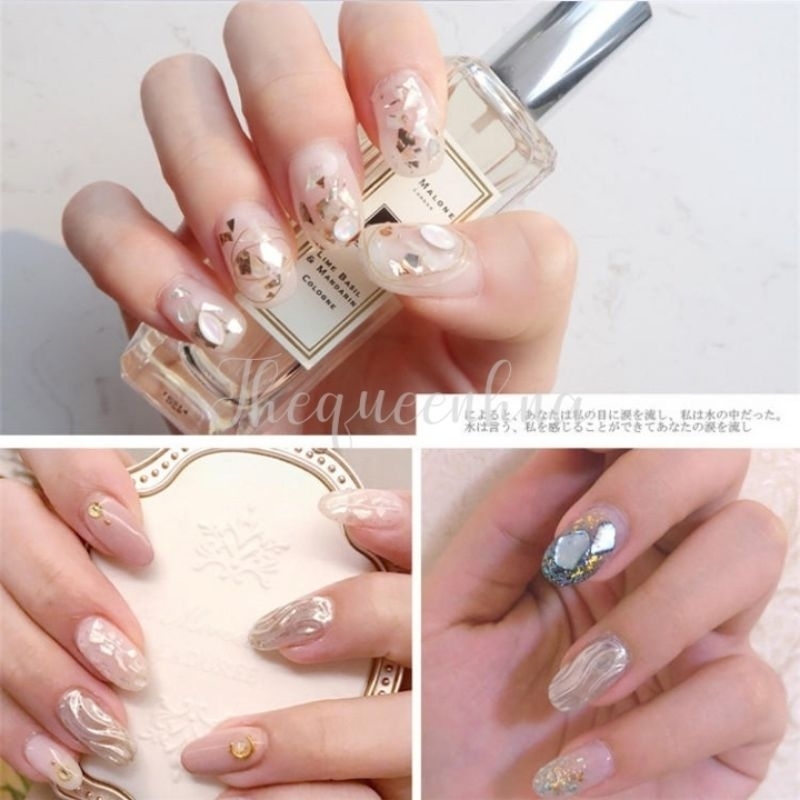 12 Grids Natural Shell Nail Art Ornament Manik Kerang Mutek Kuku