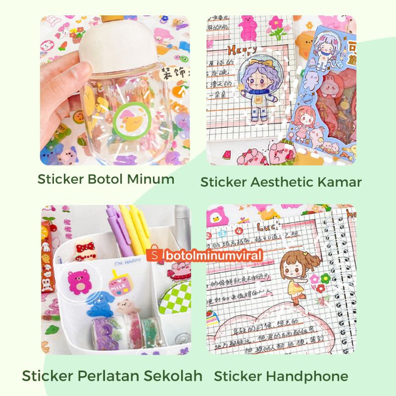 Sticker Viral 100 Pcs Korea Momo Teatime Aesthetic Deco Tahan Air