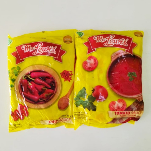 

Saus Tomat dan Sambal Mc Lewis 25 sachet x 9gr Tomato and Chili Sauce