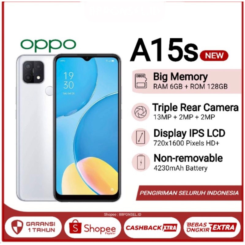Hp Baru Oppo A15s Ram 6/128GB 4G|LTE Garansi Distributor