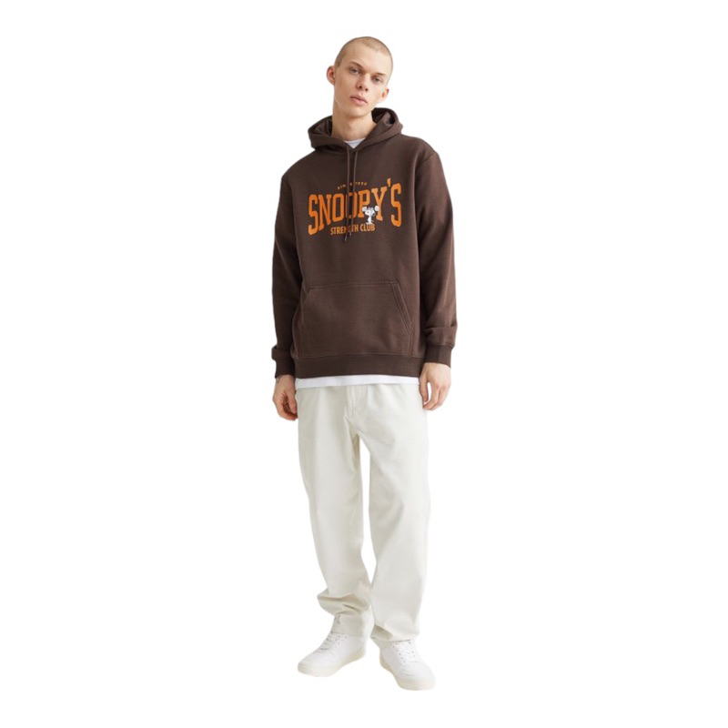 ( 8.8 ) Hoodie H&amp;M Unisex Snoopy Strenght Club Brown Coklat, Flecee Katun Lembut, Free Papperbag