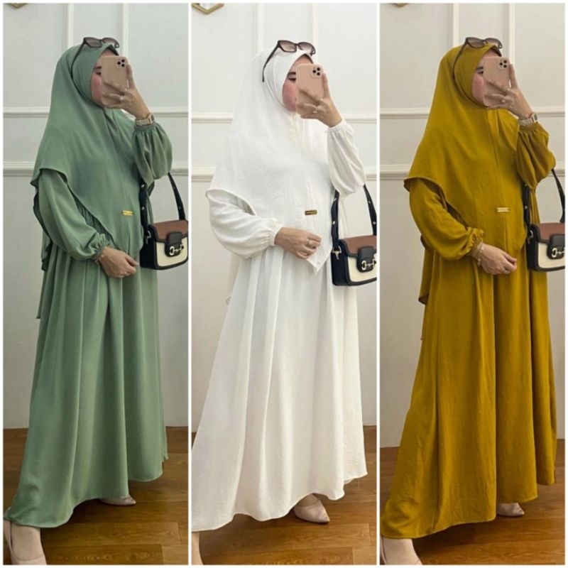 BISA COD GALERIAZKIYA MEDINA SET KHIMAR/ GAMIS SET KHIMAR/ GAMIS SYARI SET HIJAB/ DRESS SYARI SET KE