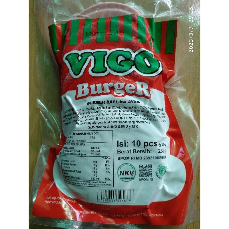 

VIGO BURGER kemasan 230gr isi 10 pcs
